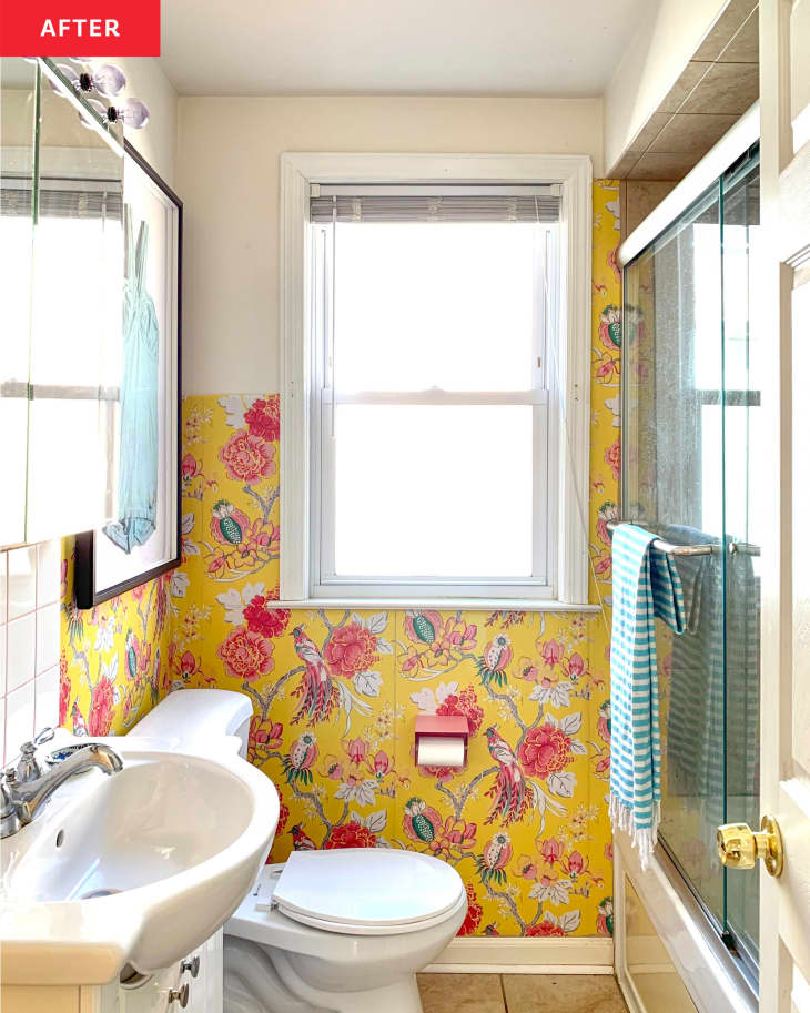 Pink and Yellow Rental Bathroom Redo - Before and After Photos | Apartment Therapy