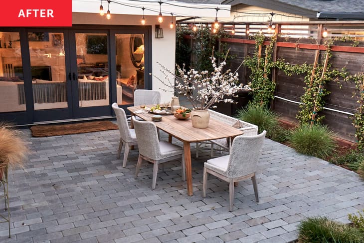 Pavers in newly renovated backyard dining area.
