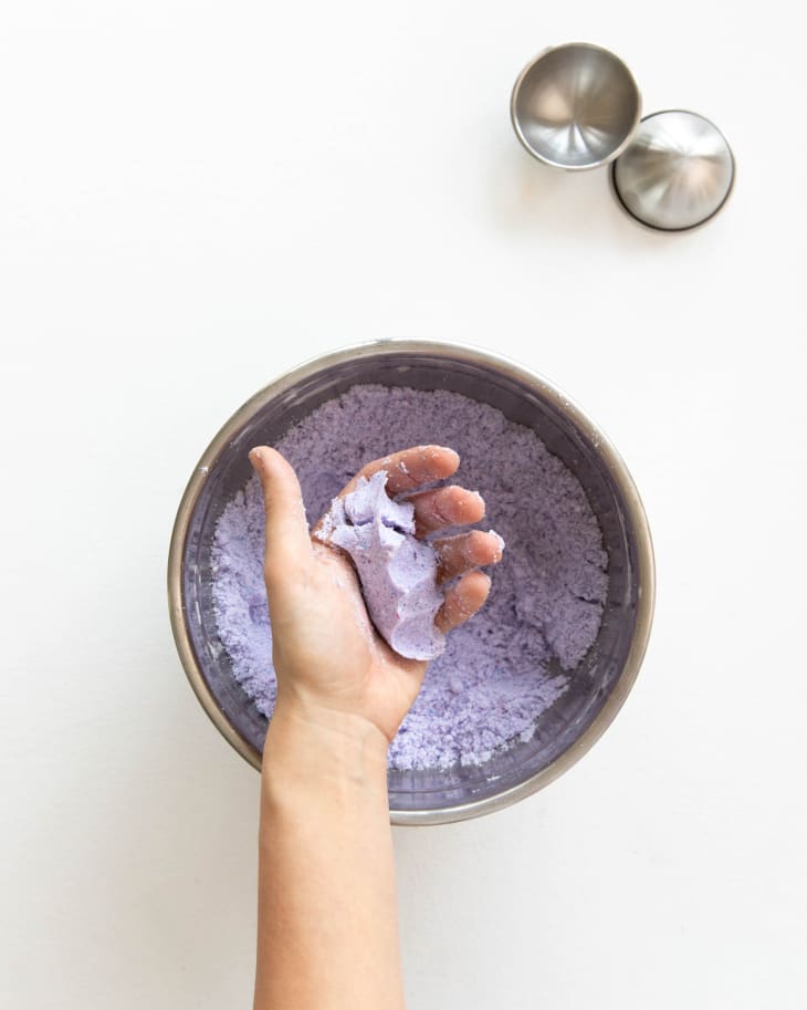 step 4 in making Lavender coconut DIY bath bombs