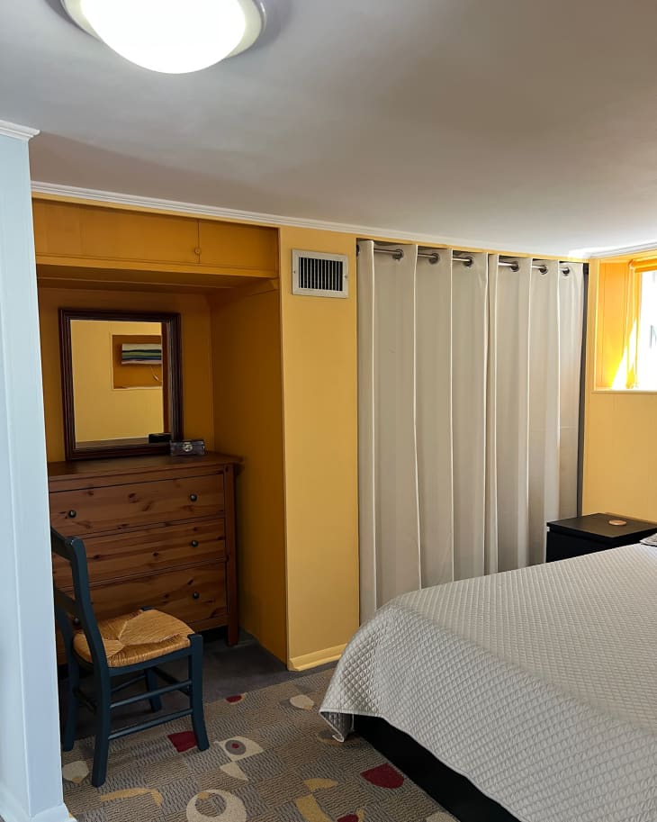 Yellow bedroom before remodel.