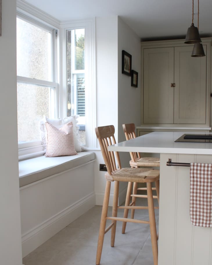 A window seat in the kitchen.