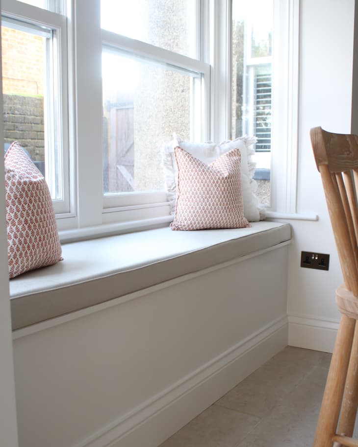 A window seat in the kitchen.