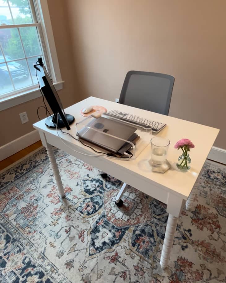 White desk in home office.