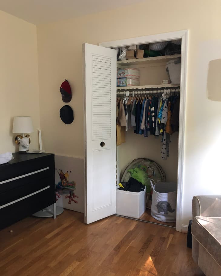 Closet in child's room before renovation.