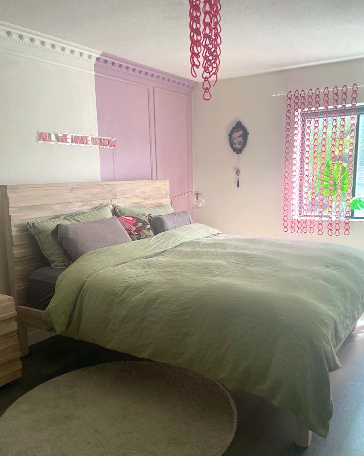 This 700 Bedroom Makeover Has the Coolest DIY Curtains Apartment Therapy