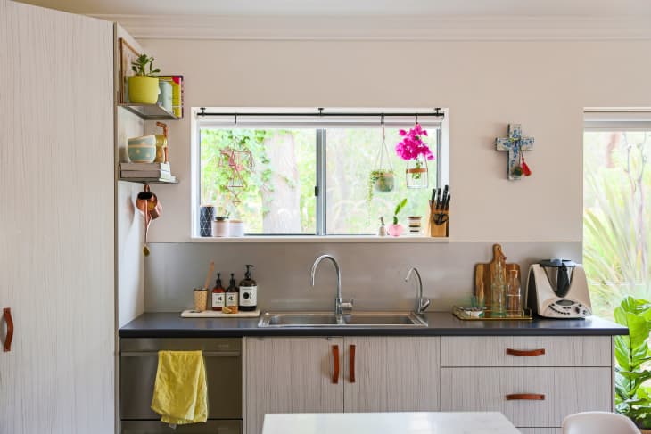 shelf next to window  Kitchen design small, Kitchen remodel