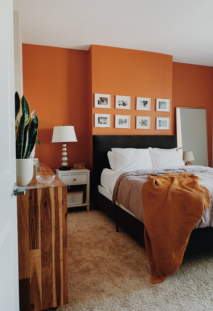 Bedroom with orange walls