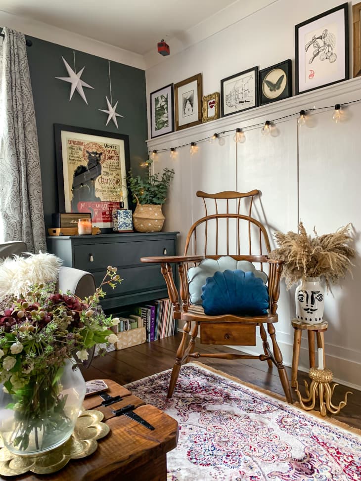 Antique chair in corner of room