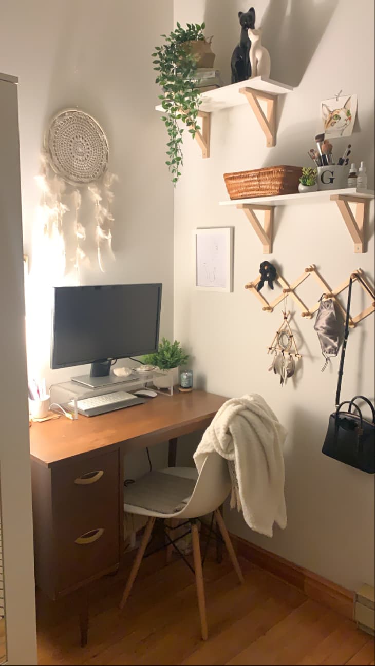 WFH corner with mid-century  style desk and chair