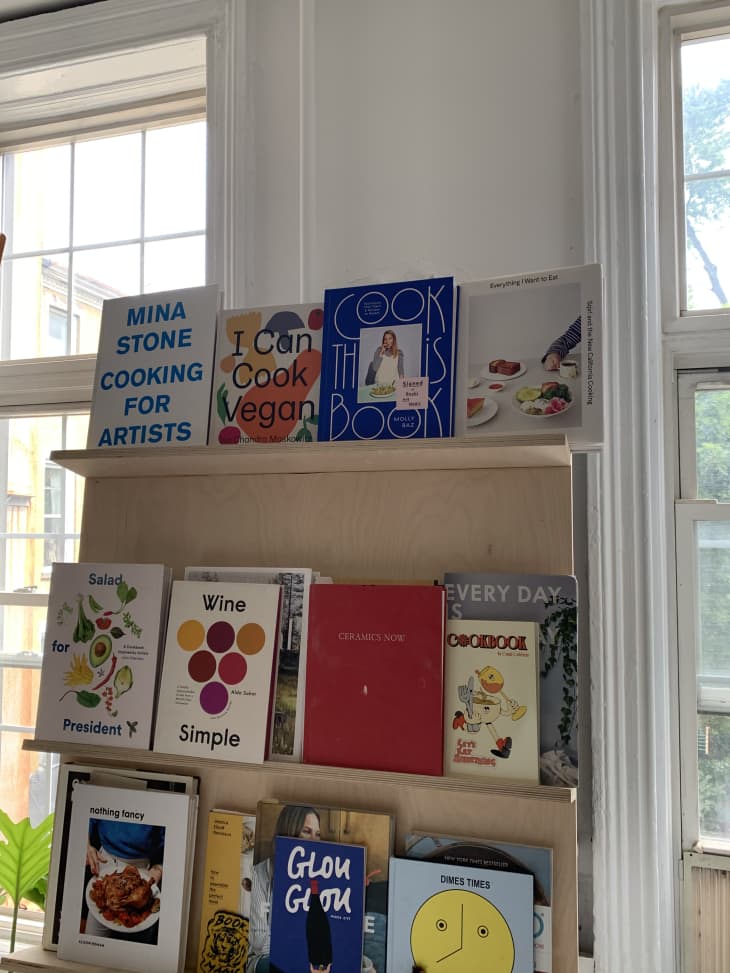 Bookshelf holding cookbooks