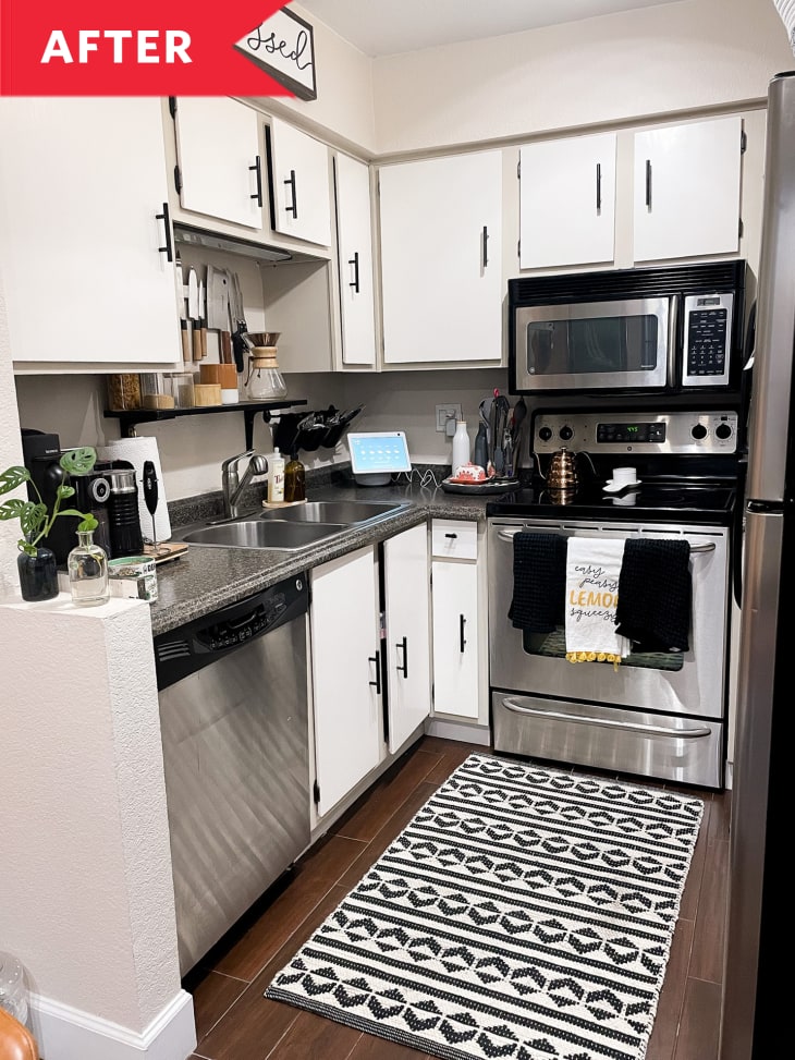 After: Black and white kitchen