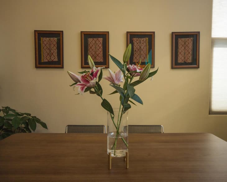 Vase of flowers on table