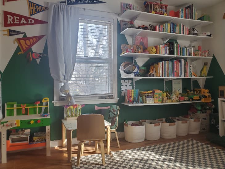 children's room with toys and books