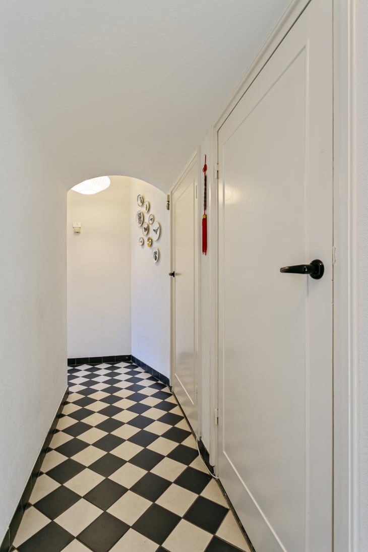Checkered floor hallway