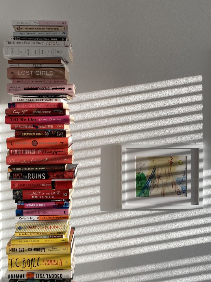 tall stack of books