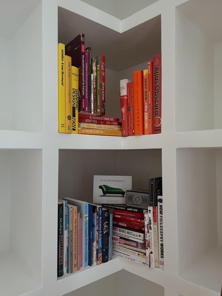 Detail of books on shelves
