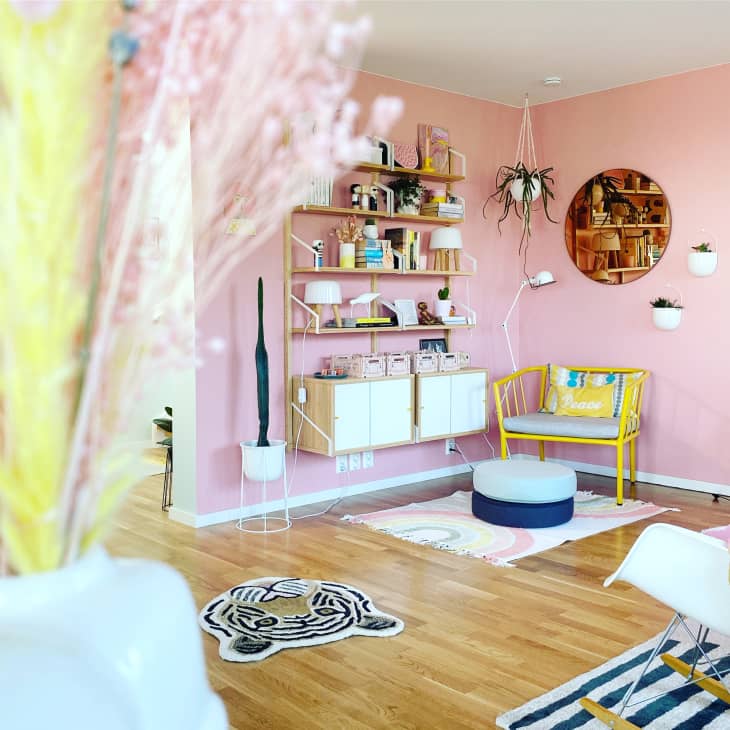 HOME TOUR  Ever consider pink walls for the living room?