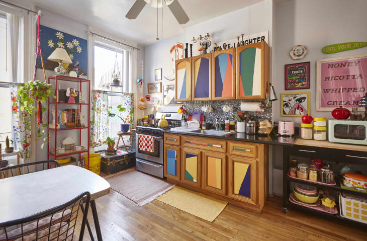 Kitchen/dining room in colorful Brooklyn apartment