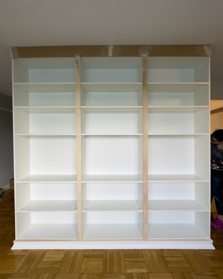 White Ikea bookshelf.