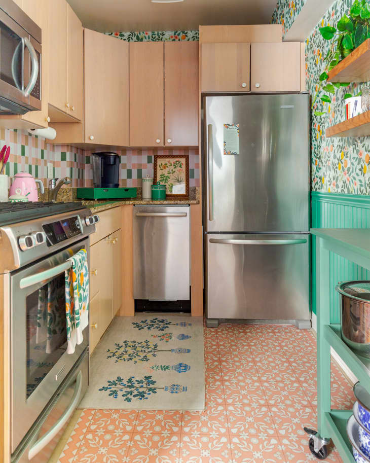 Colorful kitchen after renovation.
