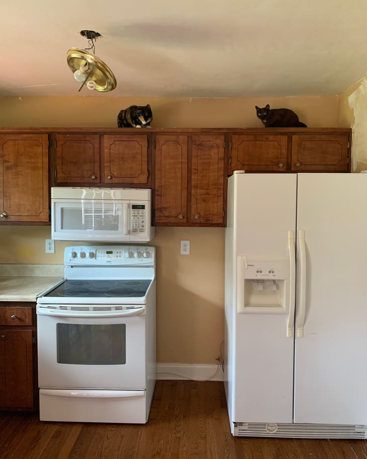beige kitchen before renovation