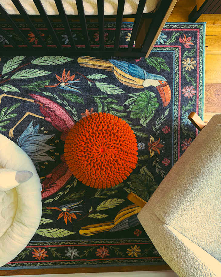 A Ruggable Rug Adds Serious Drama to This “Calm” Nursery | Cubby