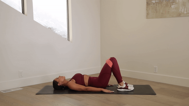 glute bridge and opening with resistance band