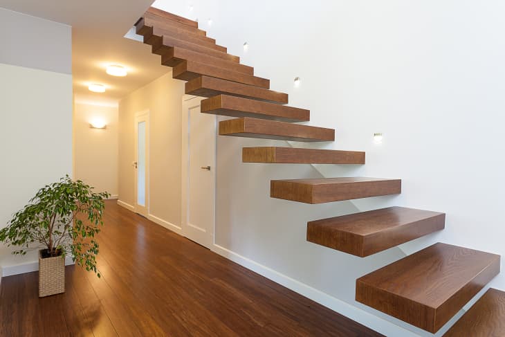 Floating staircase in home