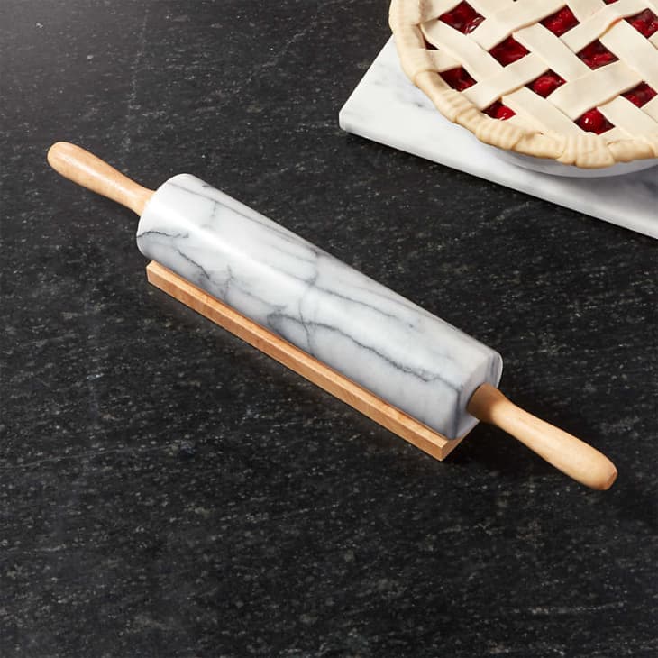 French Kitchen Marble Rolling Pin with Stand at Crate & Barrel