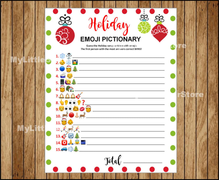 Holiday Emoji Pictionary at Etsy