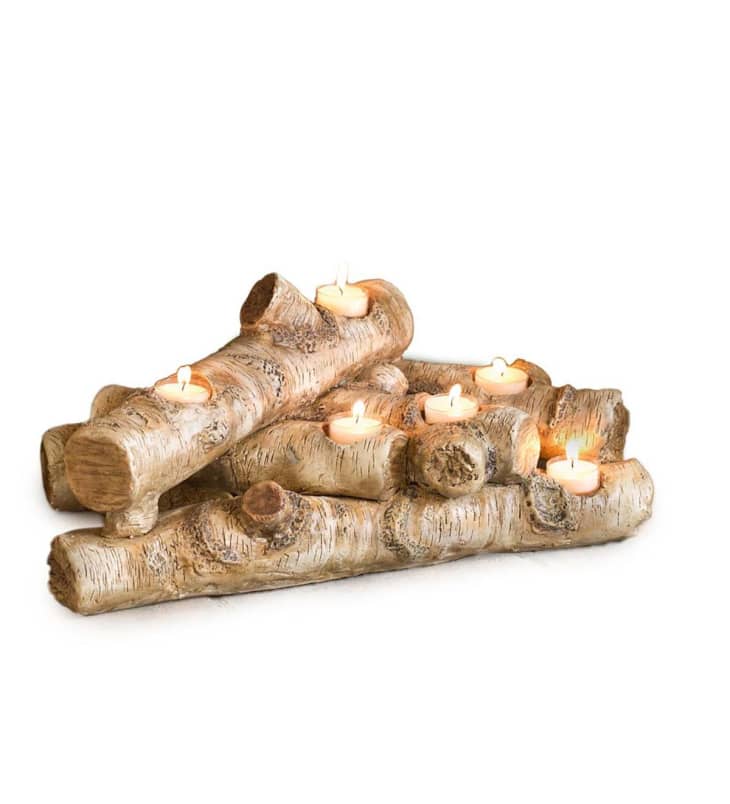 Log Hearth Candle Holder at Plow & Hearth