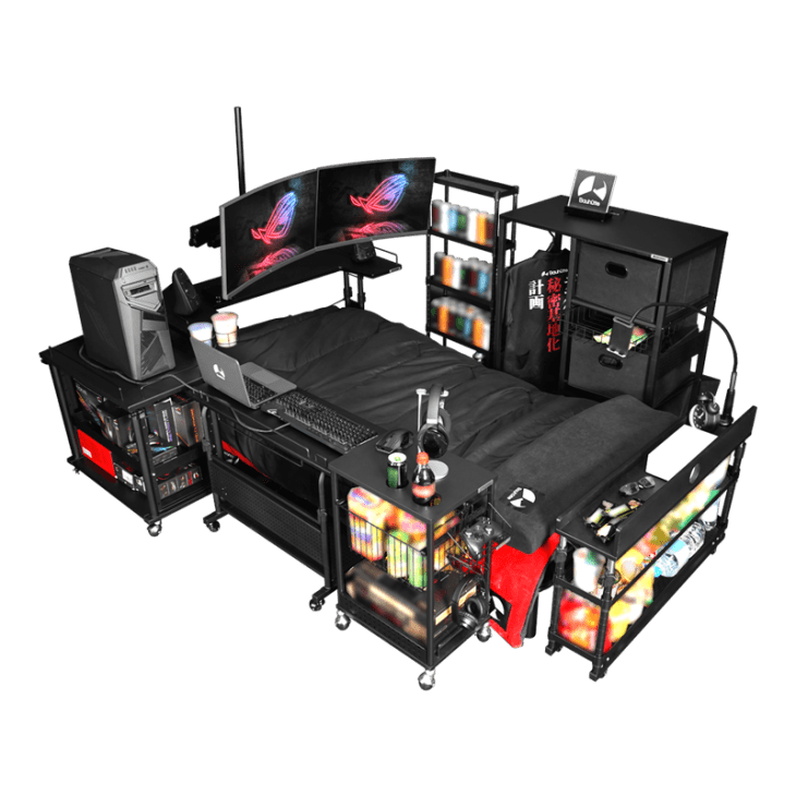 Desk-Equipped Gamer Beds : Bauhutte Gaming Accessories