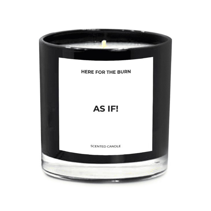 "Clueless"-themed candle in black vessle
