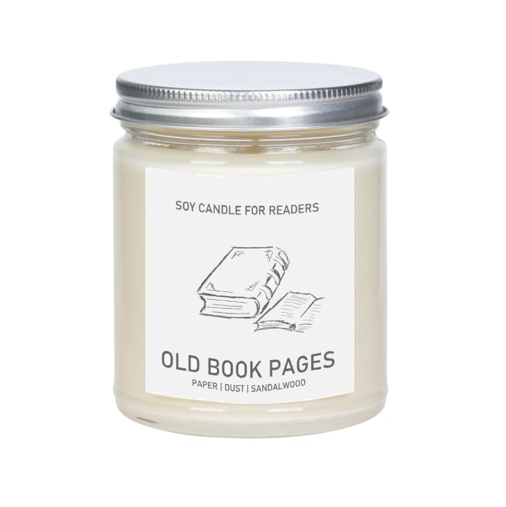 White candle that smells like old books