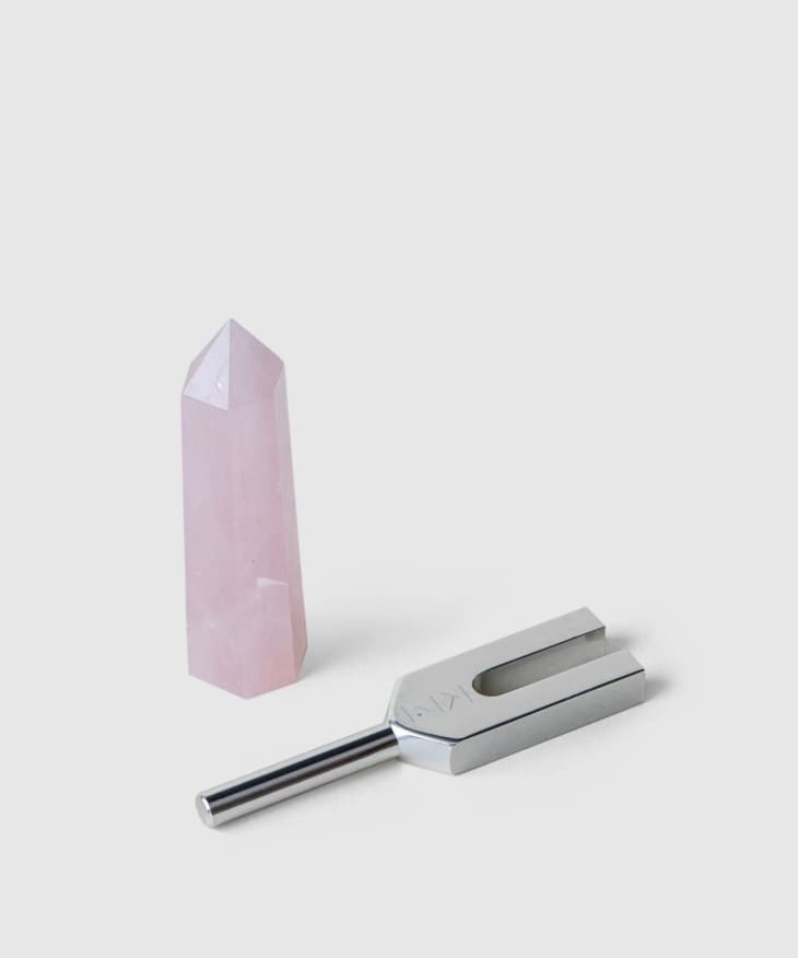 Small tuning fork and small pink crystal