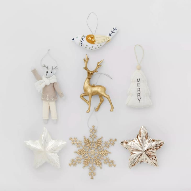 White and gold sparkly ornaments