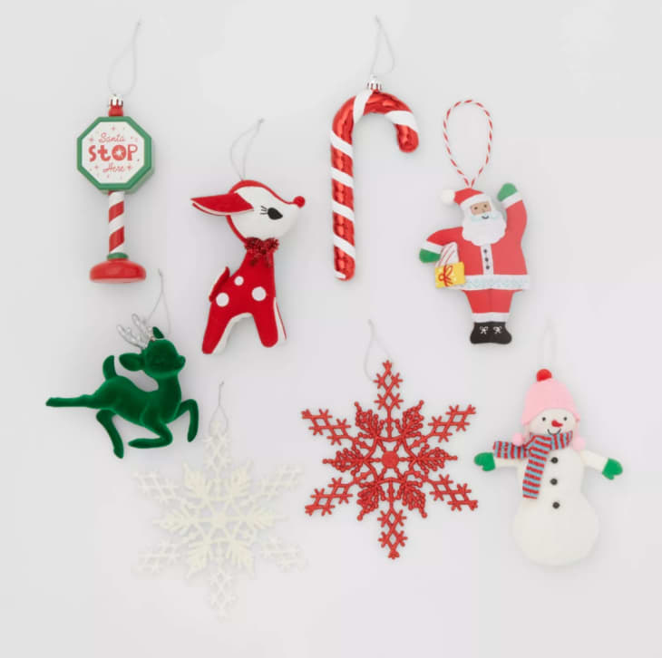 Set of red and green ornaments