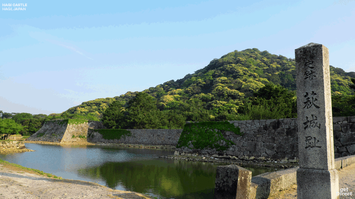 Japanese castle appearing on lush landscape