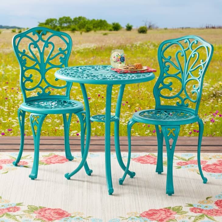 Teal outdoor dining set