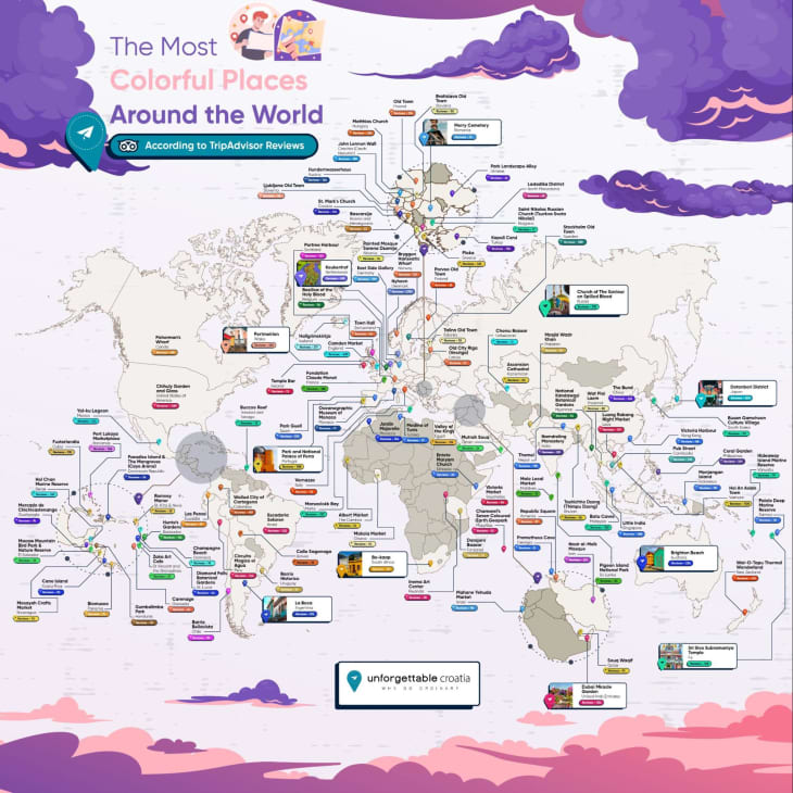 The Most Colorful Places Around the World map