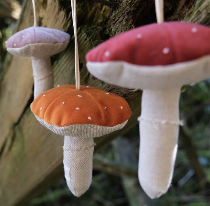 Product Image: Set of Velvet Toadstool Hanging Decorations