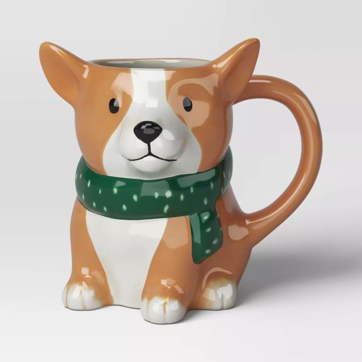 14.5oz Holiday Earthenware Figural Corgi Mug White - Wondershop™ at Target