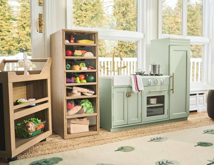Kids room with Pottery Barn kids pantry and kitchen