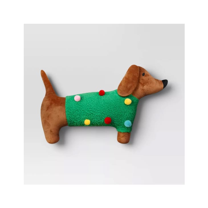 Shaped Dog with Christmas Sweater Novelty Throw Pillow at Target