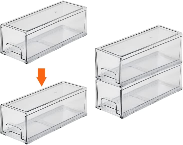 Product Image: 2 Pack Stackable Refrigerator Organizer Bins with Pull-out Drawer Clear - Set of 2 Small