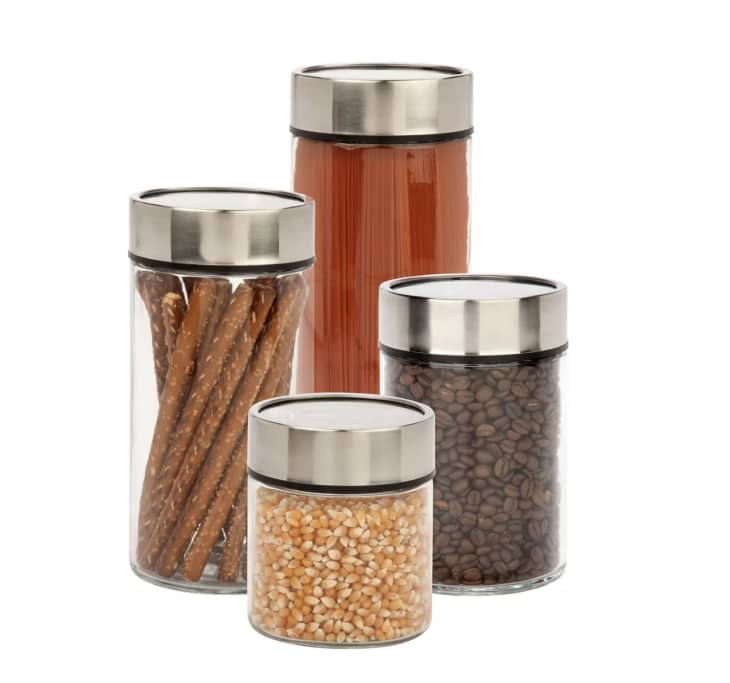Product Image: Stainless Steel Lids and Fresh-Date Dials Kitchen Glass Jar Set, Set of 4