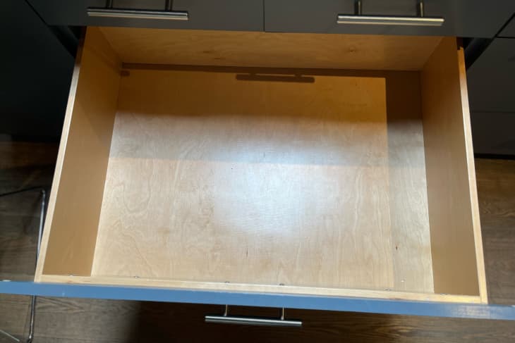 Empty kitchen drawer during Boundary Decluttering method.