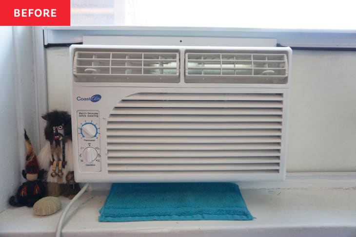 Window air conditioner unit before cleaning