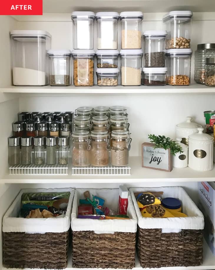 Pantry shelves after being organized