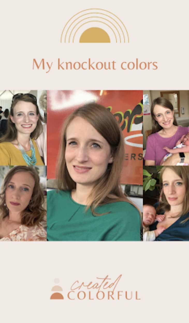 collage of photos of a woman with the text "my knockout colors" "Created colorful"